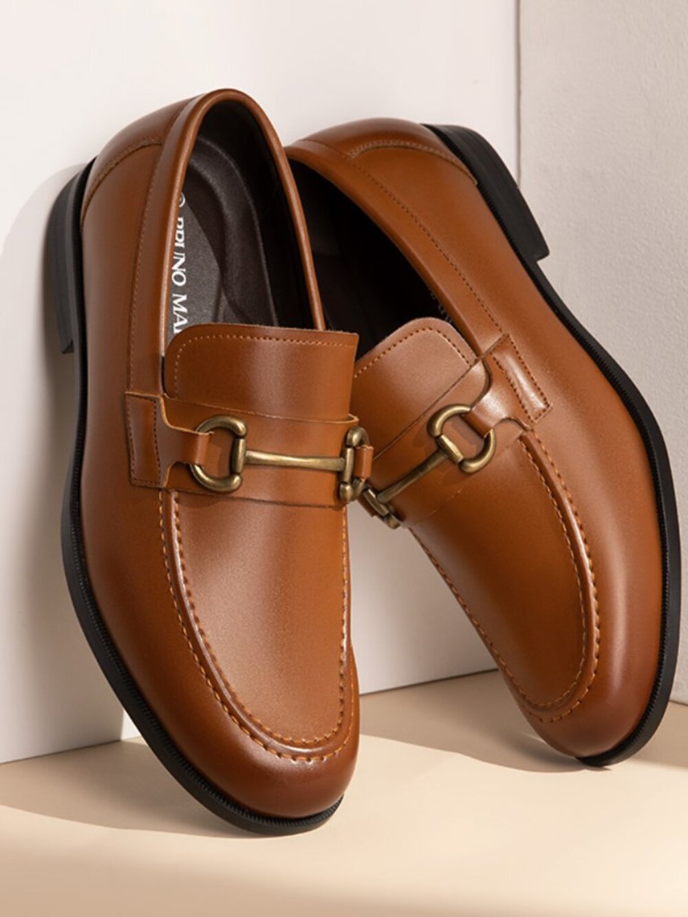 👞🤎 NIB Bruno Marc Metallic Slip-On Horsebit Dress Loafers | Brown | Men's Size
